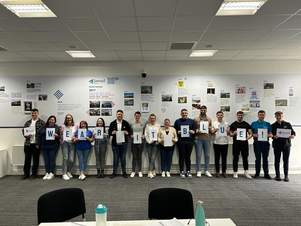 Our @Sewell_Group #managementdevelopment programme are getting involved with #WearItBlue today! 🥳🔵💙 #mentalhealthawarenessweek2023