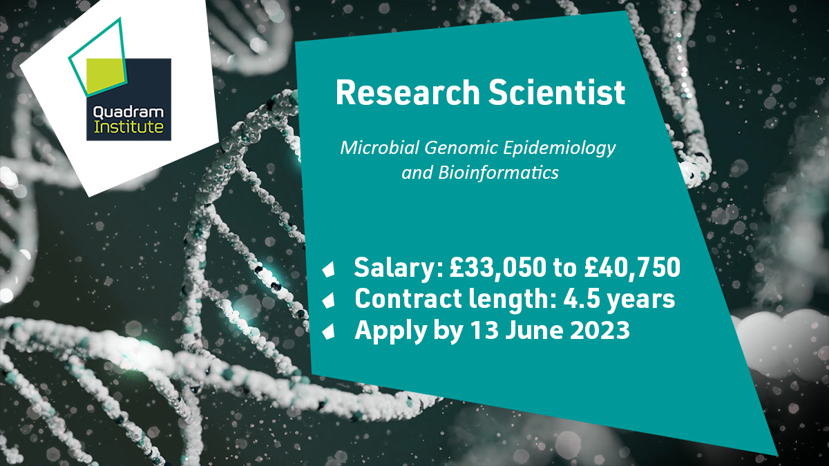 🆕 Vacancy! We’re looking for a Research Scientist to join the group of Professor @ae_mather to work on microbial genomic epidemiology and bioinformatics 🧬 💷 £33,050 to £40,750 🗓️ Apply by 13 June 2023 ➡️ buff.ly/3OiInLv