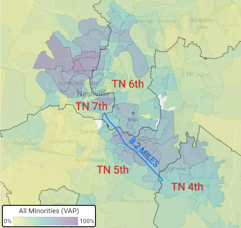 FWD_TN's tweet photo. A @Fwd_Party volunteer noticed that if you travel 8.2 miles on I-24 from LaVergne to Nashville, you'll pass through 4 Congressional districts: the work of the @TNGOP who gerrymandered the map to protect their interests instead of yours. https://t.co/fYQXXhZyLJ