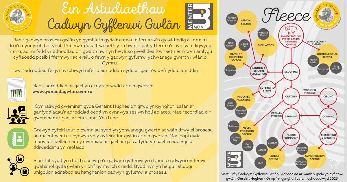 Gwnaed â Gwlân / Made With Wool (@gwlanmm) on Twitter photo Ein Astudiaethau: Cadwyn Gyflenwi Gwlân
Darlennwch yr astudiaeth yn ei gyfanrwydd ar ein gwefan: gwnaedagwlan.cymru/reports-studie…
<a href="/MenterMon/">Menter Môn</a> <a href="/RGC_WRN/">Rhwydwaith Gwledig Cymru _Wales Rural Network</a> <a href="/LlCCefnGwlad/">Llywodraeth Cymru Cefn Gwlad</a> <a href="/cefincampbell/">Cefin Campbell AS/MS 🏴</a> Ein Astudiaethau: Cadwyn Gyflenwi Gwlân
Darlennwch yr astudiaeth yn ei gyfanrwydd ar ein gwefan: gwnaedagwlan.cymru/reports-studie…
<a href="/MenterMon/">Menter Môn</a> <a href="/RGC_WRN/">Rhwydwaith Gwledig Cymru _Wales Rural Network</a> <a href="/LlCCefnGwlad/">Llywodraeth Cymru Cefn Gwlad</a> <a href="/cefincampbell/">Cefin Campbell AS/MS 🏴</a>