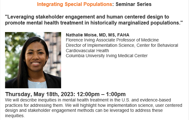 ColumbiaGenMed (@columbiagenmed) on Twitter photo 📣Don't miss Dr. Nathalie Moise TOMORROW 12-1 PM talking about strategies to promote mental health treatment in a historically marginalized populations <a href="/nmoise_md/">Nathalie Moise MD MS</a> @ColumbiaMedic 📣Don't miss Dr. Nathalie Moise TOMORROW 12-1 PM talking about strategies to promote mental health treatment in a historically marginalized populations <a href="/nmoise_md/">Nathalie Moise MD MS</a> @ColumbiaMedic