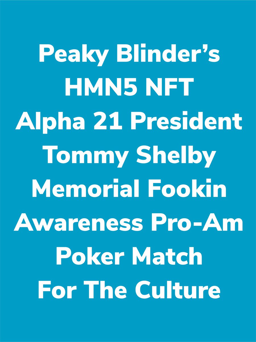 🃏 PEAKY POKER WEEK 13 🃏 

When: Sunday 5/21 at 2pm CST
Where: <a href="/ClubGG_Poker/">ClubGG</a> 
What: ETH Pool &amp; NFT 🎁s
How: .01 E or Free Entry

We’re inviting the @CONFETTI_GANG &amp; <a href="/MaisonGolf/">MAISON GOLF</a> Factions to join us in a <a href="/HMN5_NFT/">HMN5_NFT</a> Triple Faction Poker Match. Details in Discord

#PaysToBePeaky 💰