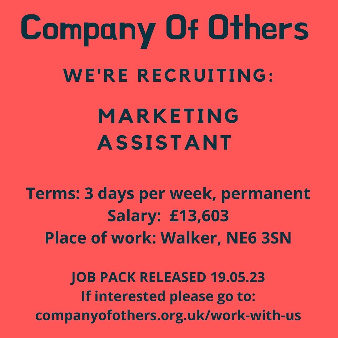 📣WE’RE RECRUITING📣

✨Job pack will be released this Friday ✨

#NEjobs #MarketingJob #DanceInTheNorth #ComeWorkWithUs #Recruitment #NorthEastJobs #ArtsJobs