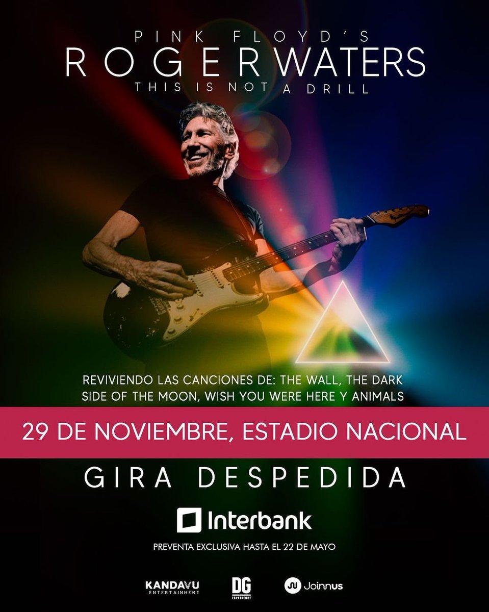 pinkfloydperu's tweet photo. ¡ROGER WATERS REGRESARÁ A PERÚ!
El ex Pink Floyd se presentará por tercera vez en Lima este 29 de noviembre, en el Estadio Nacional. Habrá una preventa exclusiva con Interbank. Así lo comunicó la productora de conciertos Kandavu. https://t.co/Hh1f3eWTRe