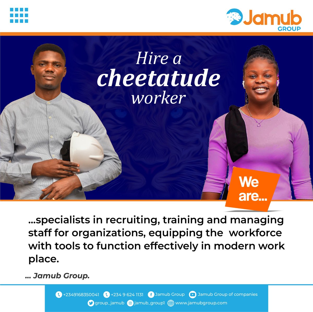 group_jamub's tweet photo. We hire youthful, intelligent, bold, and smart workforce for our client.
Visit us today for the best hiring service@www.jamubgroup.com.
Or call +2349168350041
#jamubgroup #Menzonltd #HiringServices #cheetatude #smartness #youthfulness #abujanigeria #thinkjamubthinksolution https://t.co/pnKDghUVDY