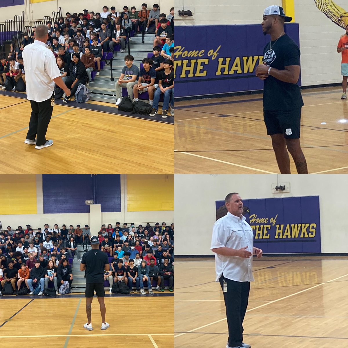 Extra special morning in #HawkNation our athletes listened to meaningful messages from <a href="/thefrankharris/">Frank Harris</a> @geistjl @fbcougar @utsaftbl
