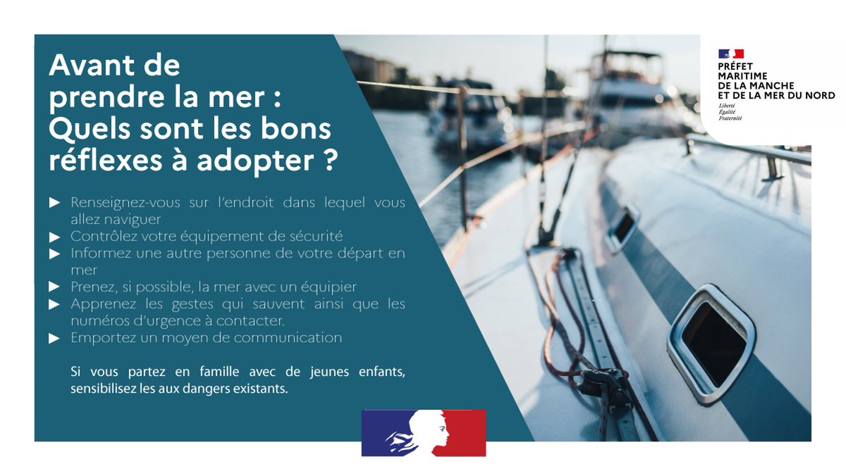 #CSLN2023 l A l'approche des beaux jours, nous vous rappelons les réflexes à adopter avant de prendre la mer ! 🌊