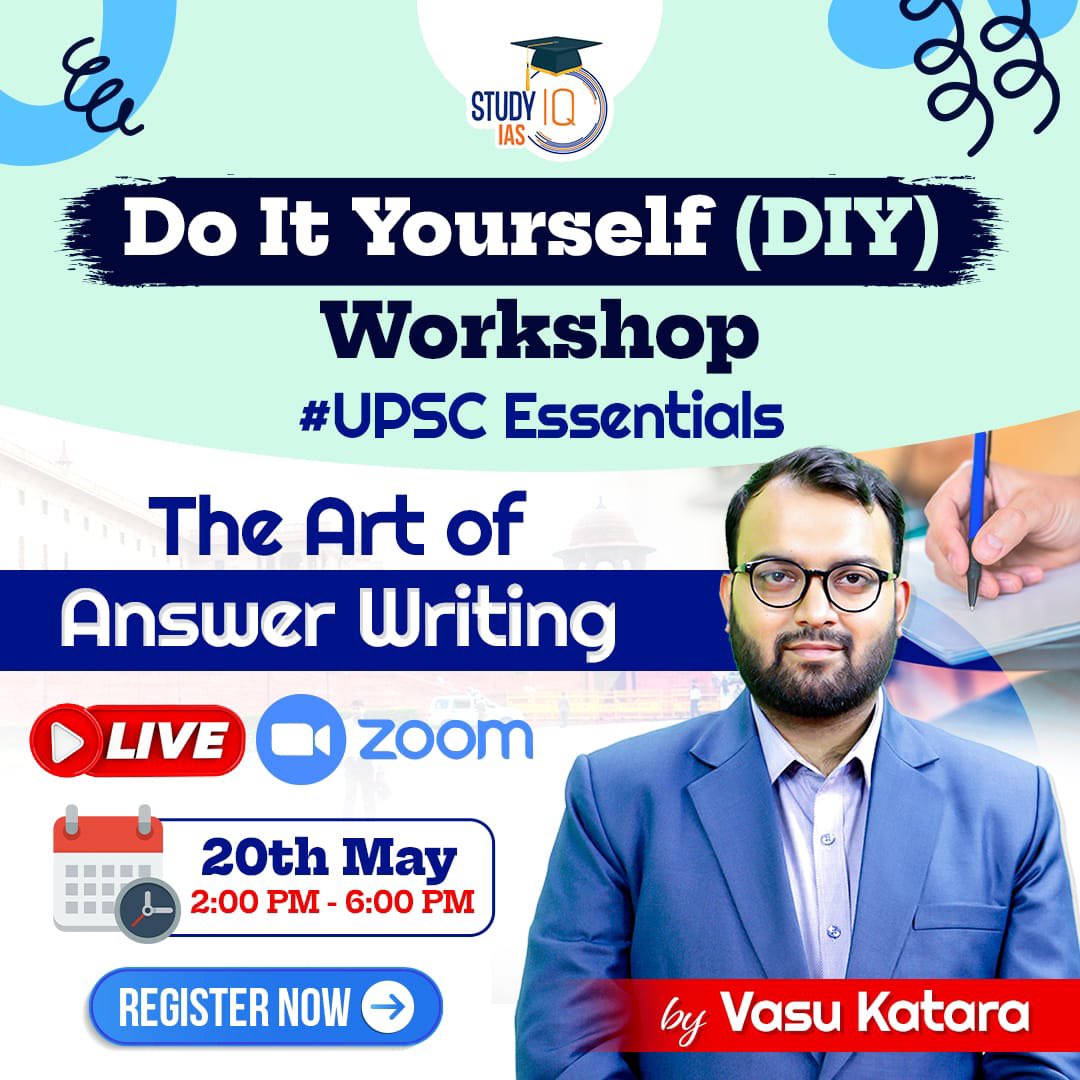 upsciq's tweet photo. Do It Yourself (DIY) Workshop
The Art of Answer Writing.
Join Live Free Zoom Session on 20th May, 2:00PM to 6:00PM by Vasu Katara
Register Now: https://t.co/RYhoUcFksF
#upscessentials #answerwriting #answerwritingforupsc #answerwritingpractice #upscanswerwriting https://t.co/BIVqjdwXh6