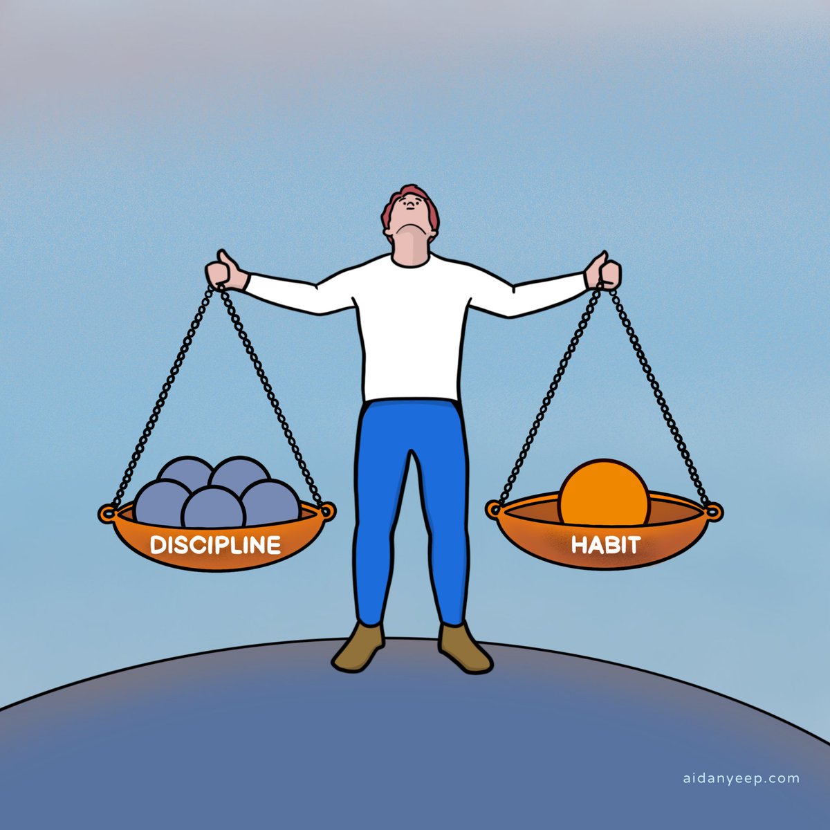 AidanYeep's tweet photo. "Rather than having more discipline, focus on having the right habit." https://t.co/YyICoWDmx1