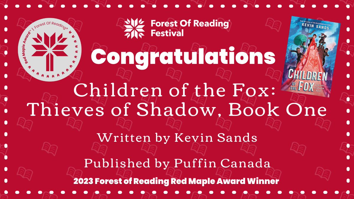 ForestofReading's tweet image. Do you hear all that cheering?! It’s young readers showing their #SchoolLibraryJoy for the Red Maple Award Winner, Children of the Fox: Thieves of Shadow, Book One, written by Kevin Sands! Congratulations, @kevinsandsbooks, and well deserved 👏🏼 @PenguinRandomCA