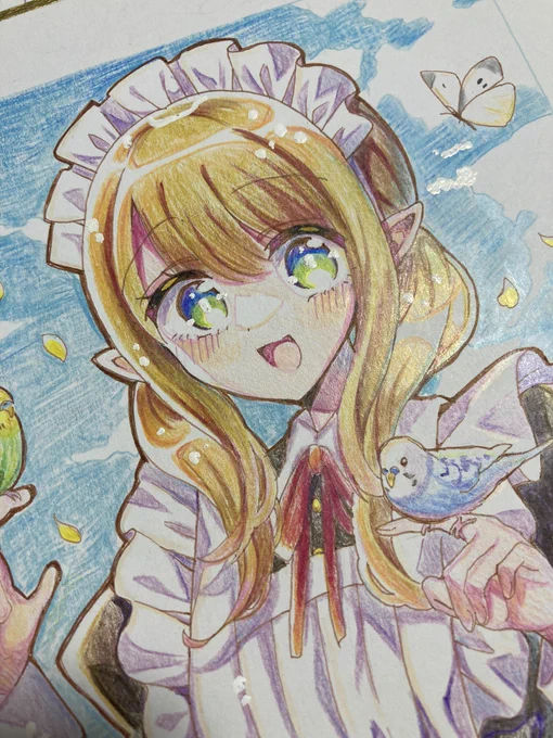 エルフ化したメイドな小日向なゆたの色紙描いてた