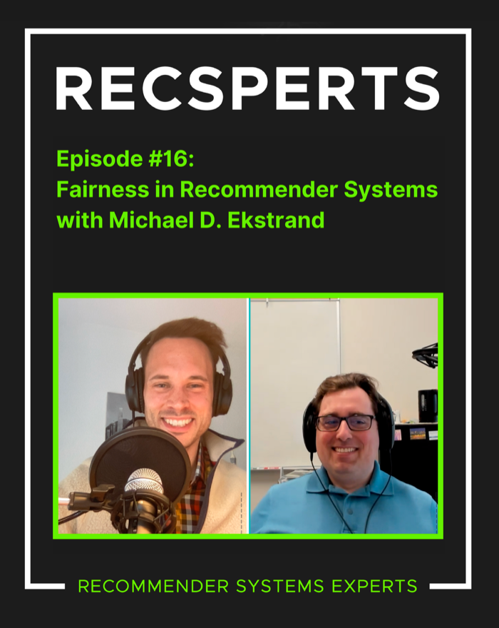 ⚖️ #fairness in #recsys with @mdekstrand

Episode No. 16 of #recsperts is out now!

Why and where fairness in #recommendations matters, what does it mean and how to define and assess it.

Listen on your favorite podcast player!
open.spotify.com/episode/31rEBn…