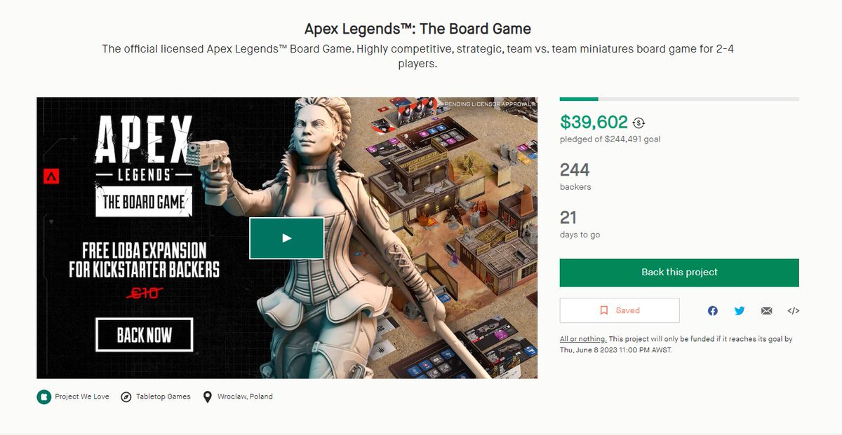 What the...
They really come out with board game?
Apex board game version? I AM INNNN
But I don't have budget for this T-T)

kickstarter.com/projects/glass…