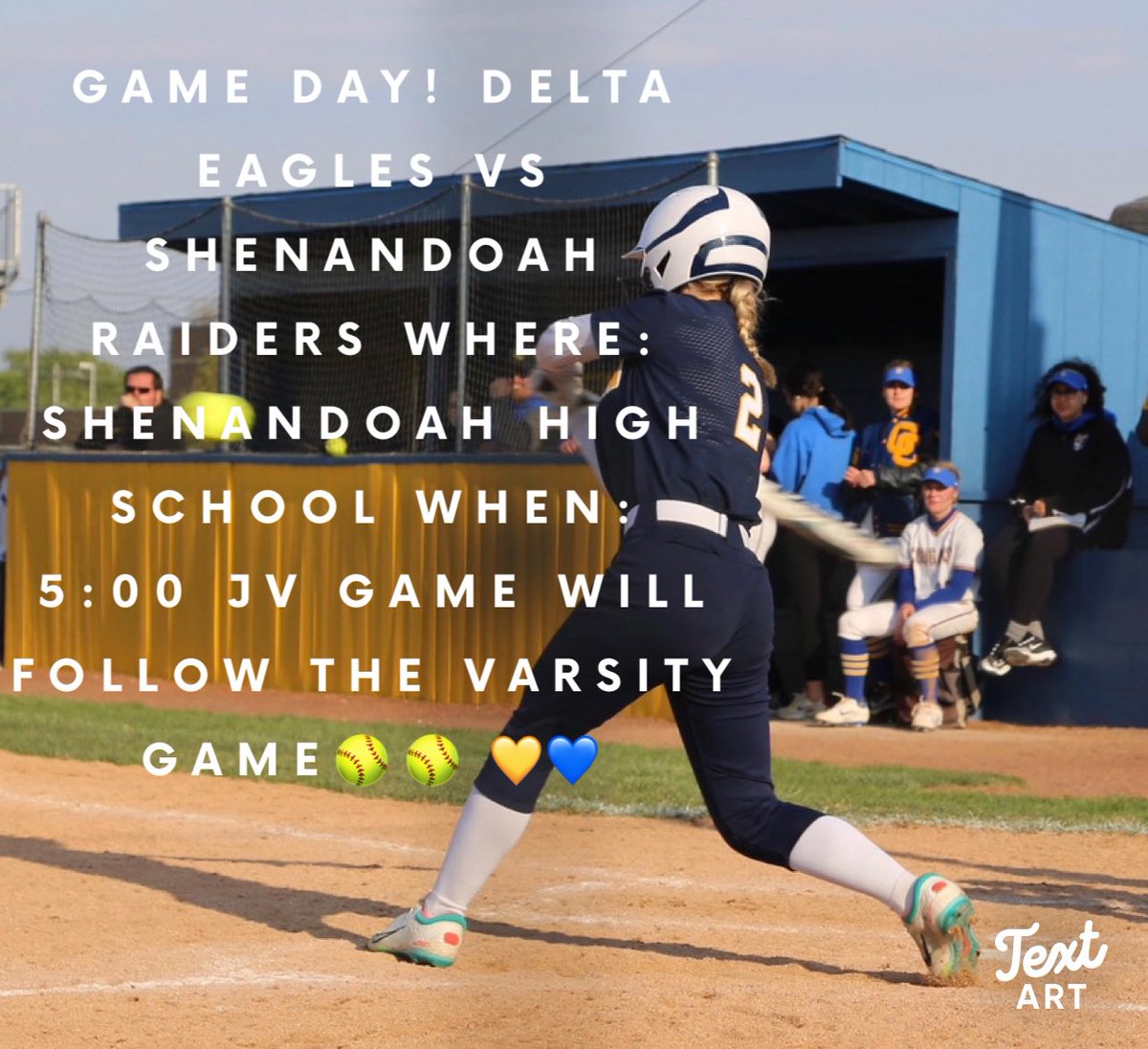It’s game day! Catch the Eagles in action tonight @ Shenandoah 💛💙🥎
