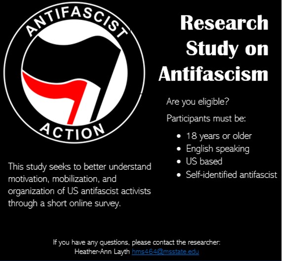 Research participation request: I’m conducting a survey for my dissertation and am seeking participants. Please re-share widely. If you qualify, please consider filling in the survey. Thank you.
bit.ly/antifascismres…
See more information in attached image. #antifa #antifascism