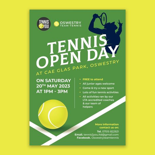 TennisShrops's tweet photo. Oswestry Team Tennis Open Day at Cae Glas Park, Oswestry this Saturday, May 20 ⤵️🎾⤵️🎾 https://t.co/qee97bSCH6