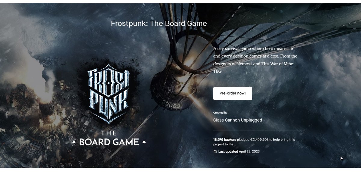 Btw, this company previously made another video game adaptation of board game which is Frostpunk.
Ngl this game is super incredible but the game itself can be depressing though.
Hopefully their APEX board game can be launched successfully :3