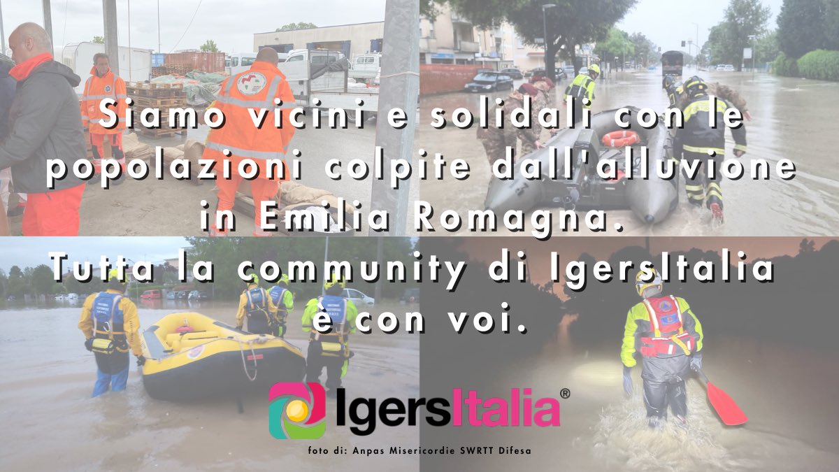 Siamo rattristati per le alluvioni che hanno colpito la popolazione dell’Emilia Romagna ed esprimiamo loro tutta la nostra vicinanza.
In questo momento drammatico ci teniamo a ringraziare gli operatori e i volontari impegnati nelle attività di soccorso.
…