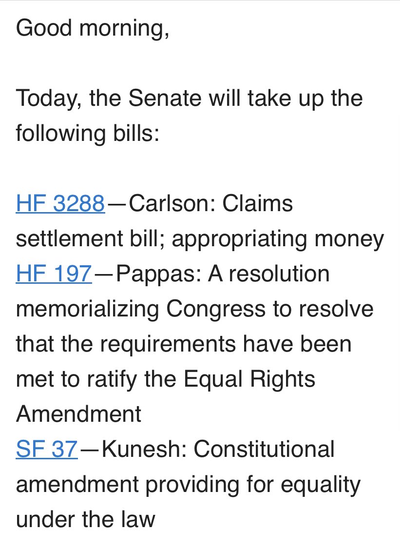 MaryKunesh9's tweet photo. π’ TODAY is the DAY! π’
@SenatorPappas #ERAMN #ERA #mnleg https://t.co/84g66MXNW9