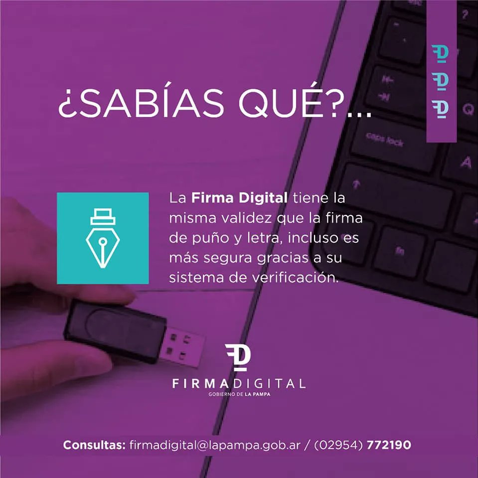 ✅ La implementación de Firma Digital contribuye a la optimización de los procesos administrativos en cualquier ámbito, además de reducir el uso de papel y brindar mayor inmediatez  y seguridad.
#LaPampaModerna