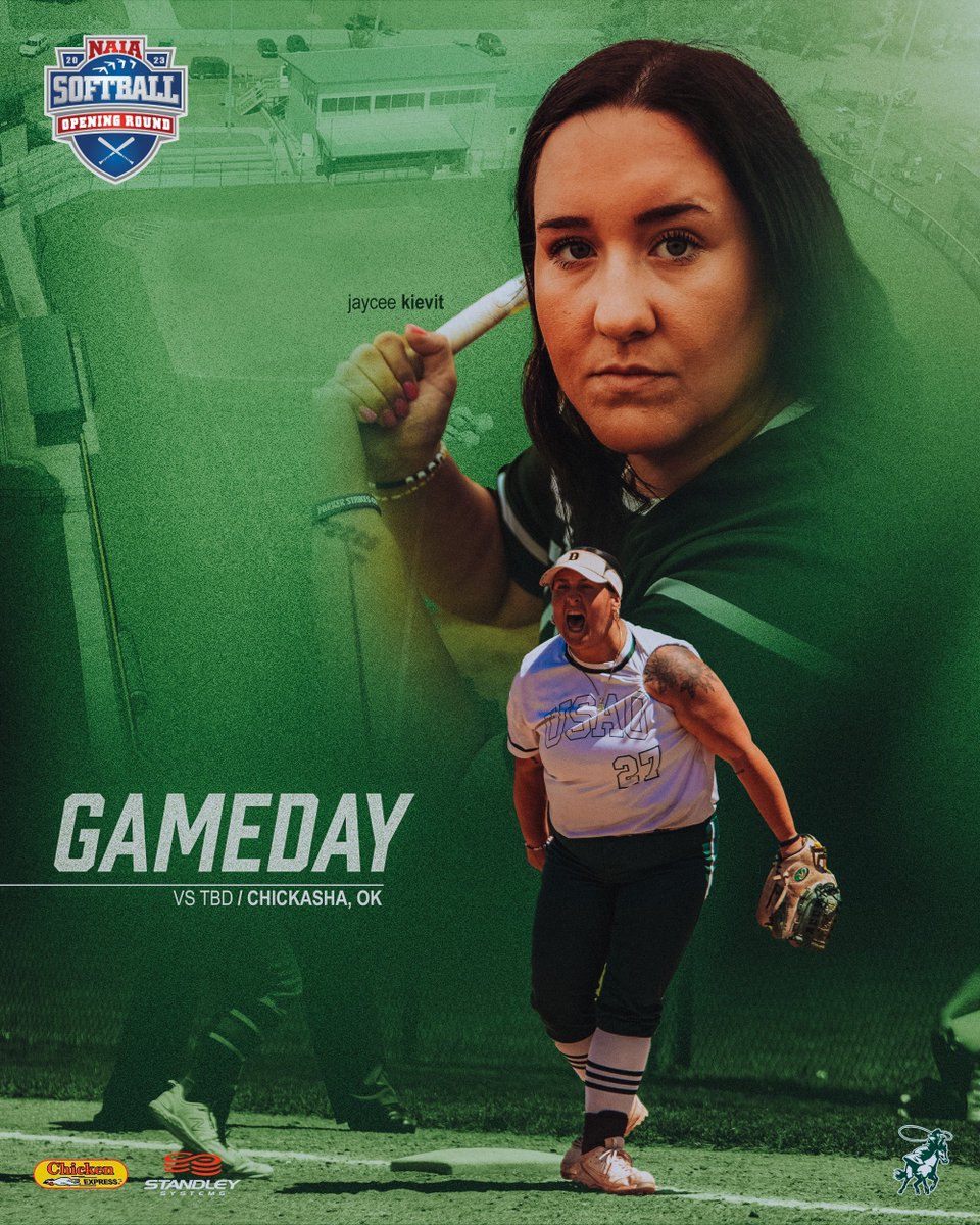 🥎𝐆𝐀𝐌𝐄𝐃𝐀𝐘🥎
#1 USAO is one win away from another trip to the NAIA Softball World Series!

🏆: NAIA Opening Round
⏰: 2:30 PM
📍: Chickasha, OK
🏟️: Bill Smith Ballpark
📊/📺: bit.ly/41EWjTi

#DroverNation🐎 x #BleedGreen