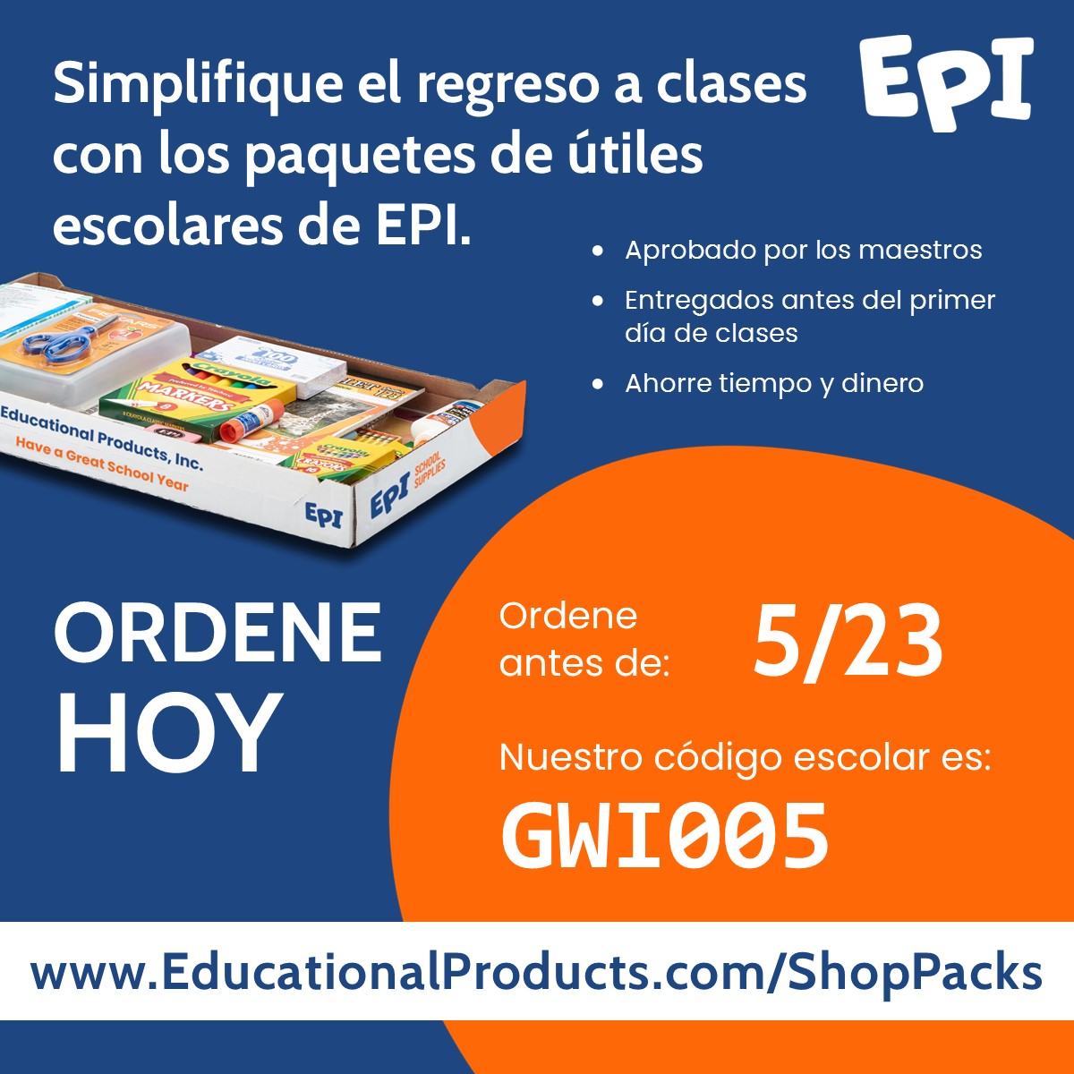 It's time to order school supplies!! 
educationalproducts.com/ShopPacks/
Code: GWI005