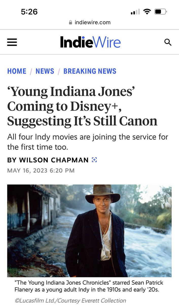 Great news. And it still rocks! #DisneyPlus #youngindianajones #seanpatrickflanery @seanflanery