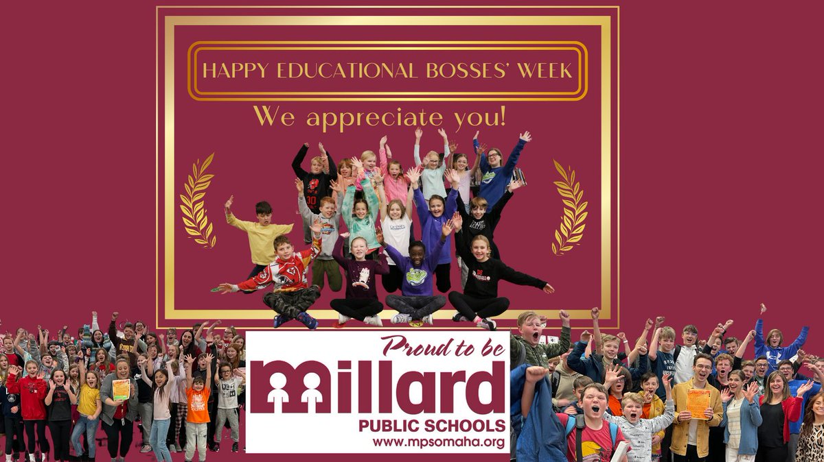 MPSHR's tweet photo. Millard Public Schools is PROUD to celebrate our Educational Bosses! Please help us thank them each day this week and show our appreciation for their continued hard work all school year! #SHINEwithMPS #EducationalBossesWeek #GreatBosses #BossAppreciation #Proud2bMPS @MPSHR https://t.co/ly4bsyD9Kg