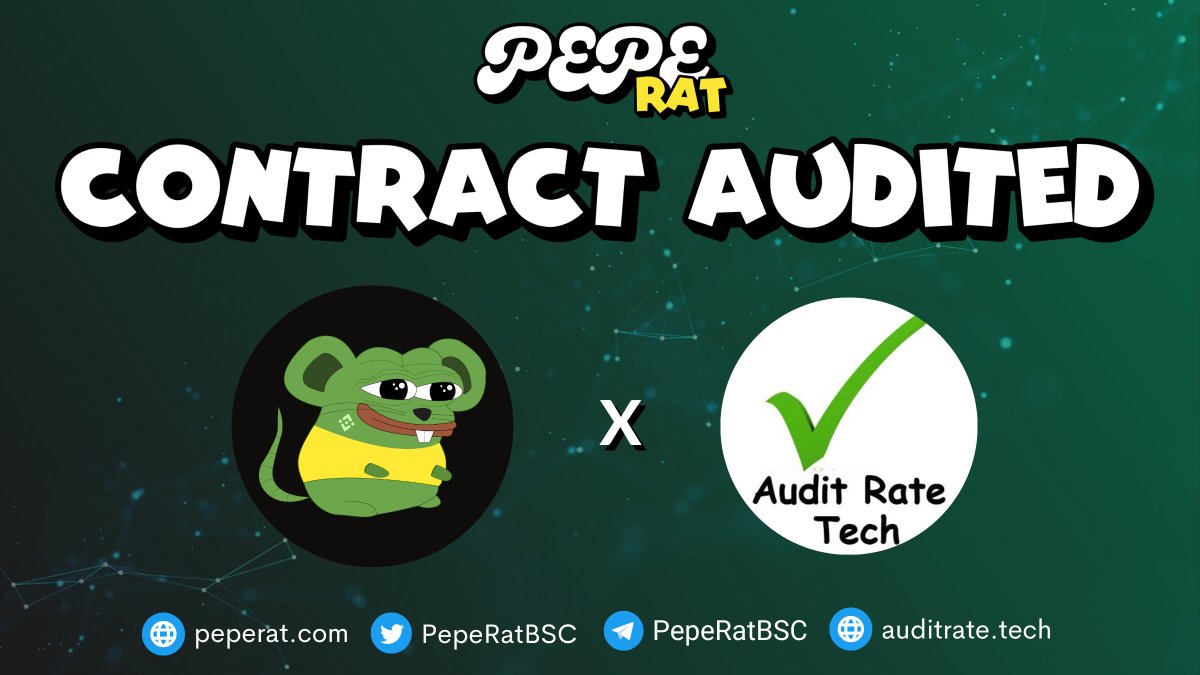🔥🔒 Contract audited by <a href="/AuditRateTech/">Audit Rate Tech</a> !!! 👏 Ensuring our #PepeRat community can feel safe and secure is our utmost priority. Embark on this cheese-filled journey with confidence! 🧀🚀 Safety first, always! 🛡️💪

🔒 github.com/AuditRateTech/…

<a href="/1goonrich/">Quasar.Exe</a> <a href="/OfficialTravlad/">Travladd Crypto 𐤊</a> $Pepe
