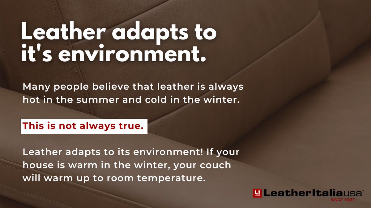 Did you know that leather is a material that adapts to the environment it's in? 
It's just one of the many reasons why leather furniture is so comfortable! 😌🛋️ 
#LeatherFacts #LeatherItaliaUSA #ComfortableFurniture