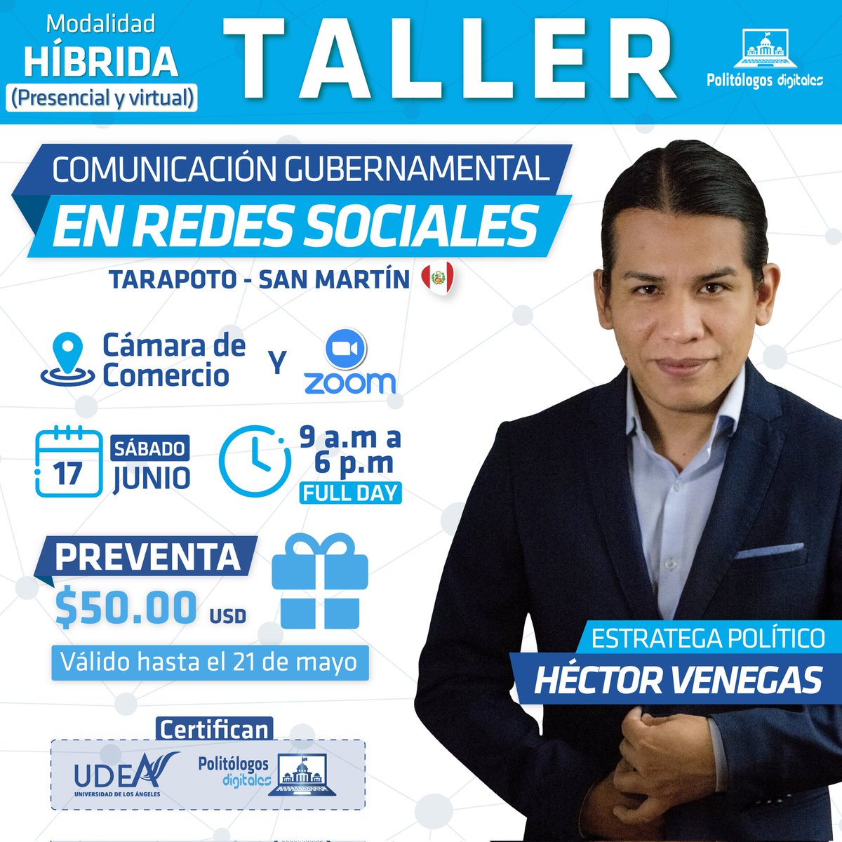 TALLER "COMUNICACIÓN GUBERNAMENTAL EN REDES SOCIALES"⤵️
forms.gle/aRroCsee5HCUAd…

En este taller aprenderás a gestionar adecuadamente tus #RedesSociales y las estrategias de comunicación digital en crisis.📲

Modalidad híbrida
7 de Junio
9am - 6pm
bit.ly/ComGubPerú
 
#Compol