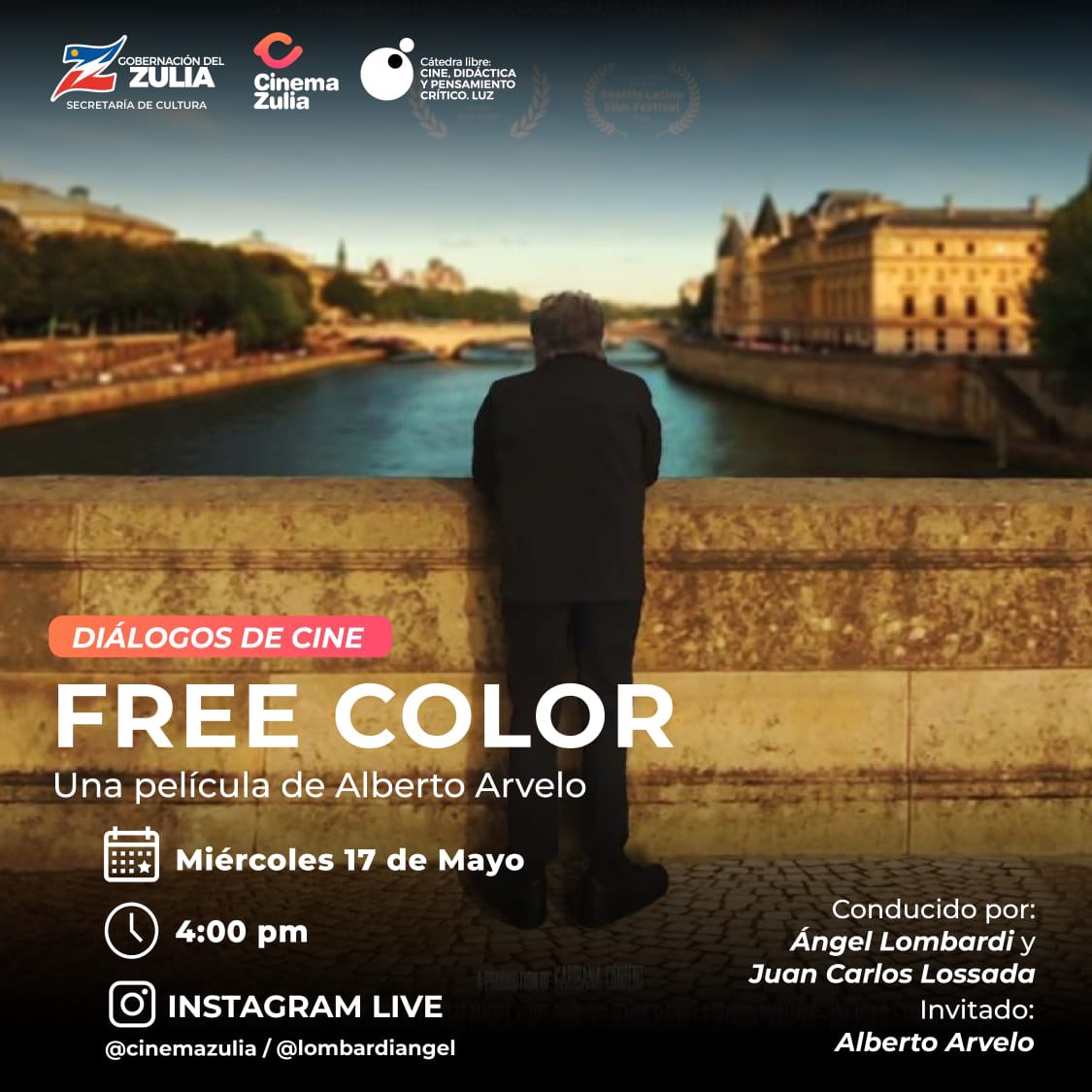 Hoy, en Diálogos de Cine, el rector <a href="/angellombardi/">Ángel Lombardi</a> y yo tendremos el placer de conversar sobre <a href="/Freecolormovie/">FreeColorMovie</a> del director venezolano Alberto Arvelo, quien será nuestro Invitado Especial. Un programa de <a href="/sculturazulia/">Secretaria de Cultura Zulia</a> y la Cátedra Libre Cine, Didáctica y Pensamiento Crítico LUZ.