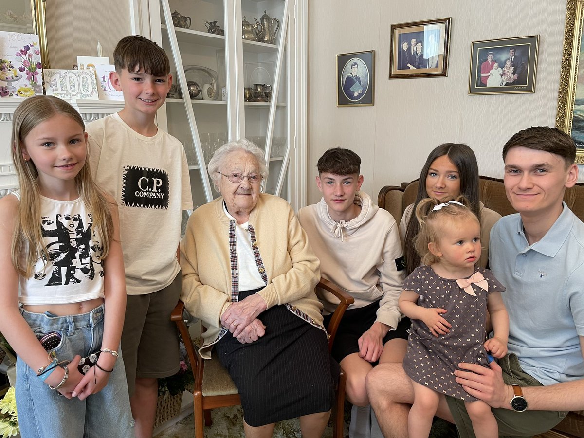 Darval2711's tweet photo. Grandma is 100 today. She’s doesn’t like fuss, she doesn’t like her picture taken and she definitely doesn’t like attention, but I think she deserves some today. 
🎂🎉🥳💯 https://t.co/9Y1tBIoBZc