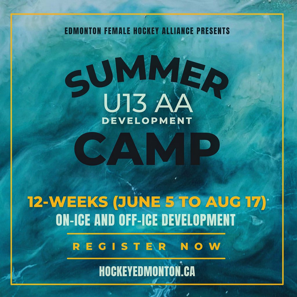 📣 U13 AA SUMMER DEVELOPMENT CAMP 

Don’t miss out on the EFHA’s 12-week long Summer Development Camp for U13 AA players! 

Registration is $695. Space is limited! Secure your spot NOW at ➡️ rampregistrations.com/login?v3=bcae8…

#hockeyedm