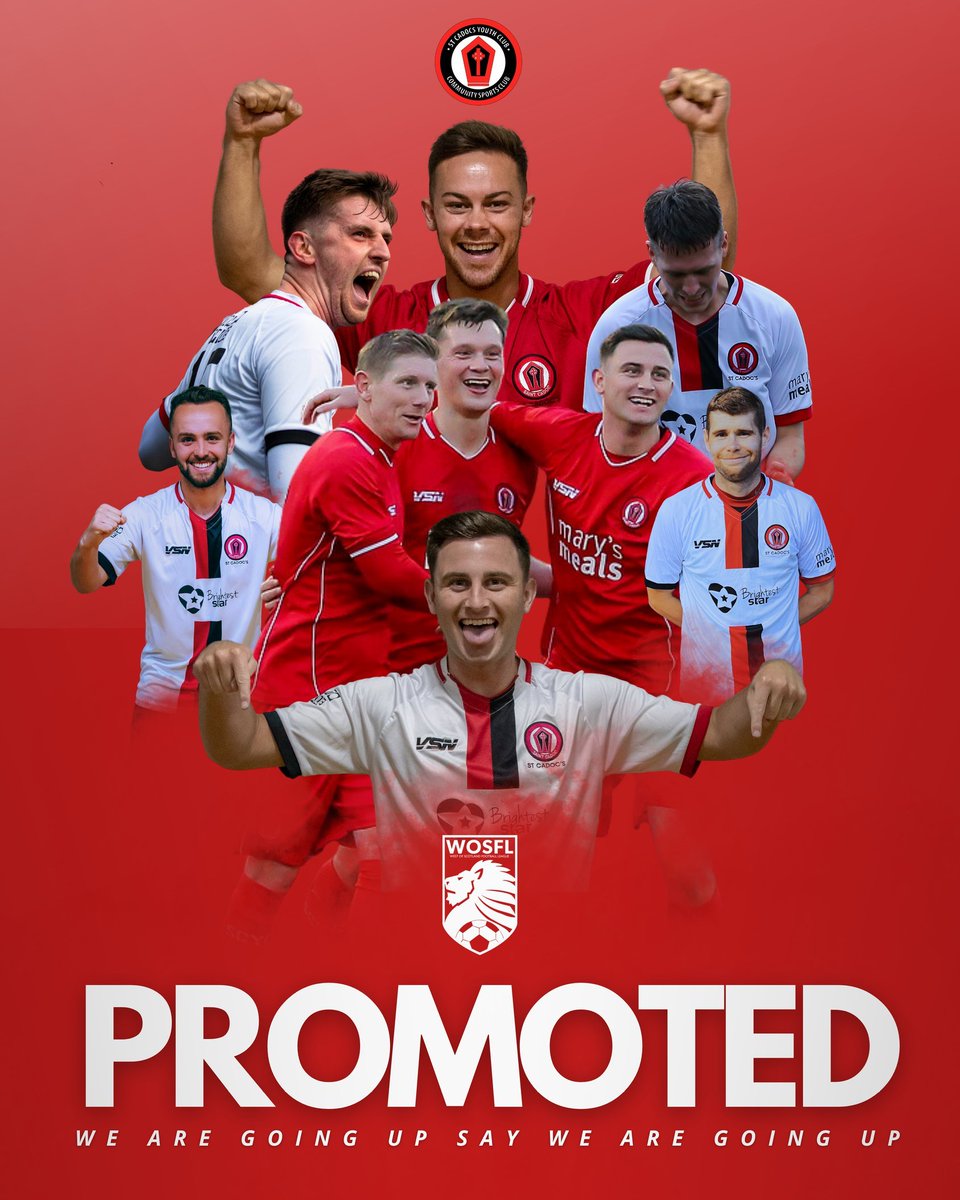 The SCYC weans would like to say...

 🎶We are going up,  we are going up🎶

Well done to the <a href="/StCadocsSeniors/">St Cadoc's Youth Club</a> 🔴⚫️⚽️❤️

#OneTeamOneGoal