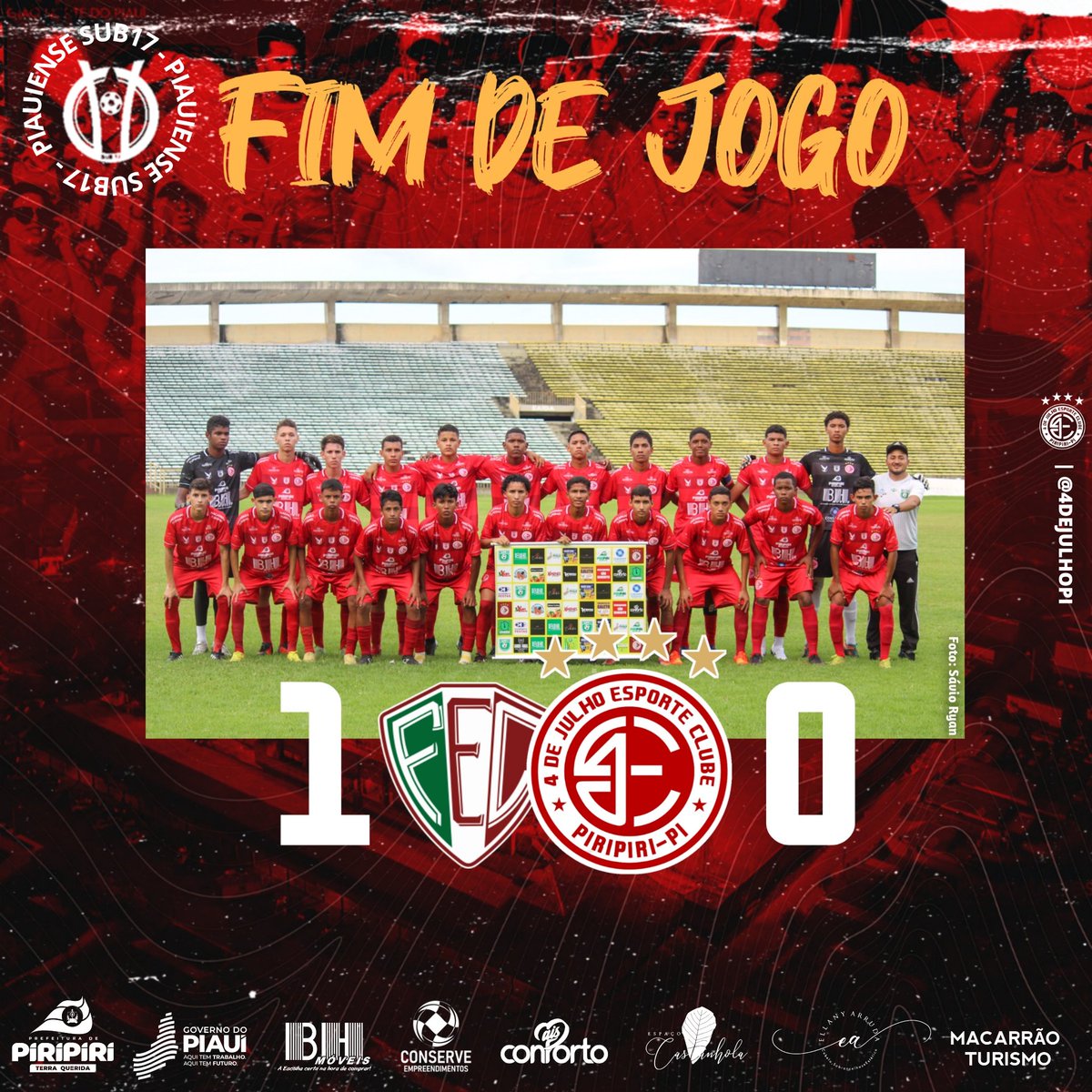 Fim de Jogo! 🇦🇹

Colorado faz boa partida, mas sofre o revés para o Fluminense-PI,  atual campeão da categoria, Vamos juntos em busca da Classificação! 🙏🏽🇦🇹