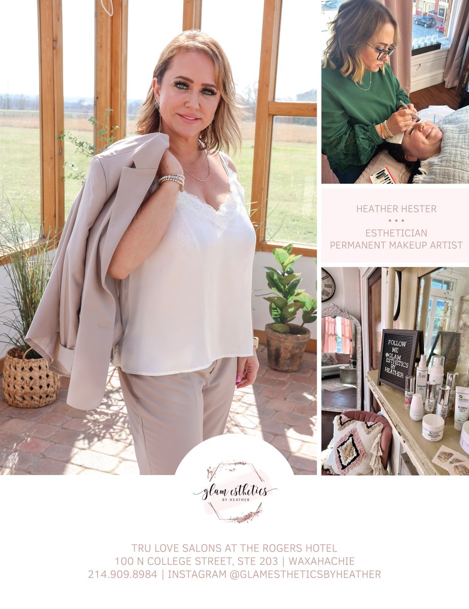 Glam Esthetics by Heather for all of your esthetician and permanent makeup needs! Heather has a gorgeous space and top knowledge in her field to help you look and feel the best you can! 💕