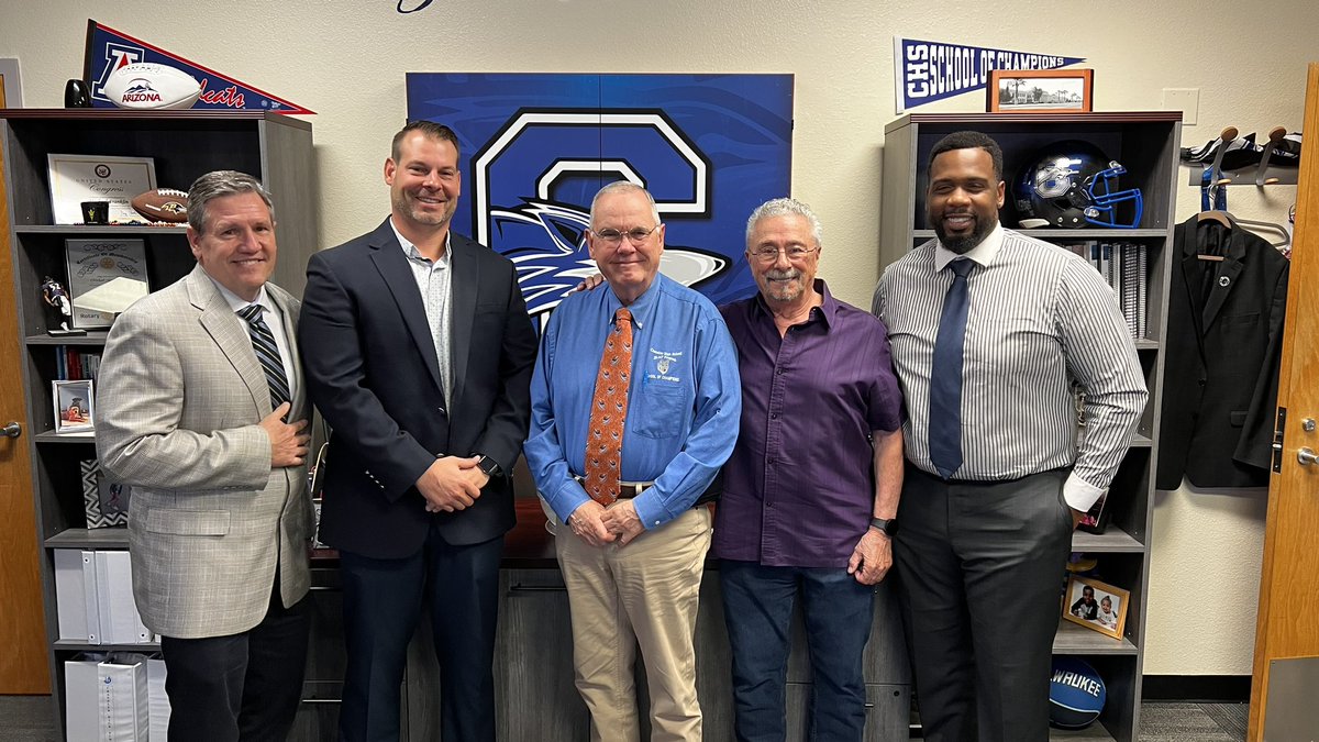 You are only as good as the company you keep. It has been a pleasure to be a part of one of the most prestigious school leadership groups in the state. Today we welcomed the 16th principal of CHS’s 110 year history. 40 years of CHS leadership in this photo! #schoolofchampions