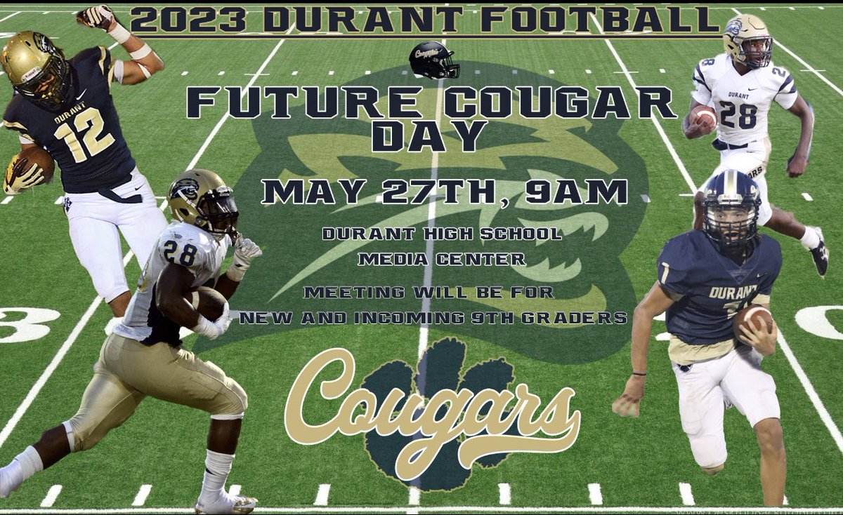 JourneyanFuture's tweet photo. Future @DOORANTFOOTBALL Cougars day. If your going to be apart of our team and tradition in the fall save the date 9 AM May 27th. @ClayboCoach @Buggsnow #cougars4ever https://t.co/fP4ngRb64Y
