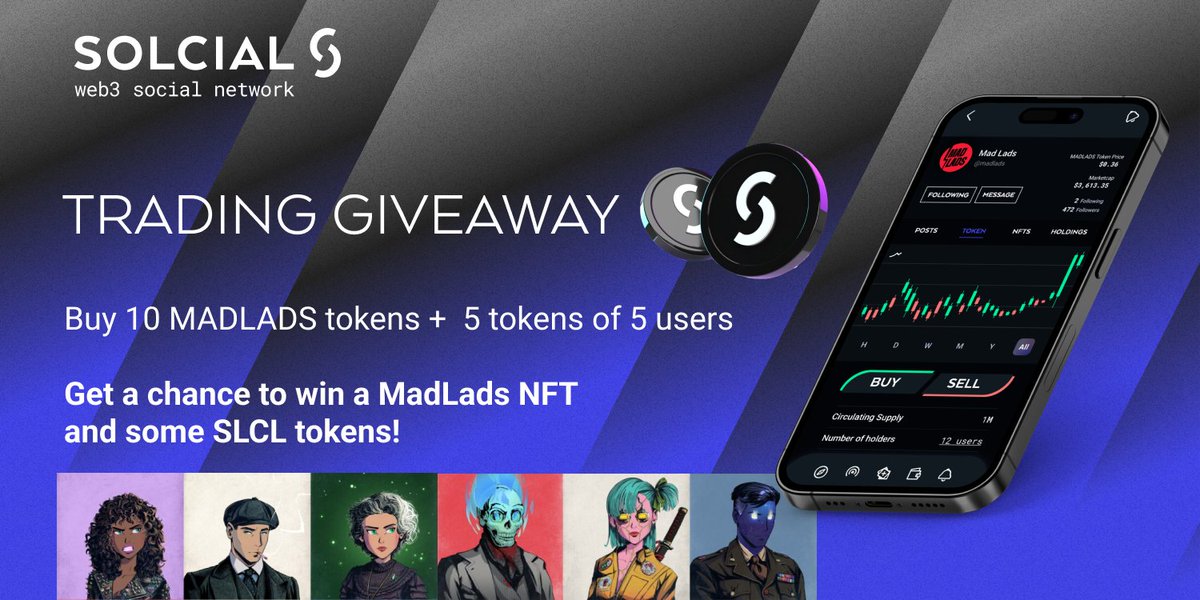 ✅@MadLadsNFT
These guys are the coolest on Solana right now, and they're holding a contest on 📎@solcialofficial , the coolest #socialnetwork on #Solana

All the details are here 
blog.solcial.io/english/announ…

#NFTGiveaways 
#NFTCommunity 
#MadLadsNFT