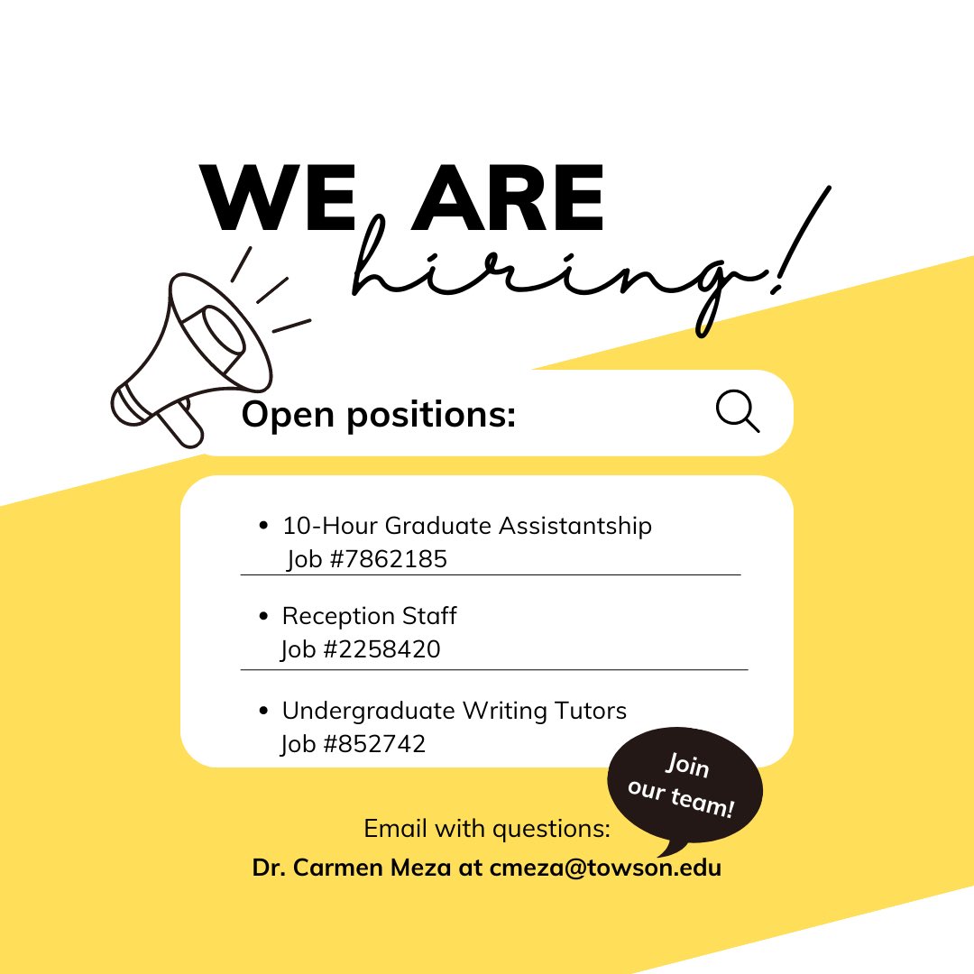 TUWritingCenter's tweet photo. Join our awesome community of writing tutors and front desk staff! Positions begin fall 2023. @TUHonorsCollege @CookLibraryOfTU @TUAcadAdvising https://t.co/qV8iPp33Nh