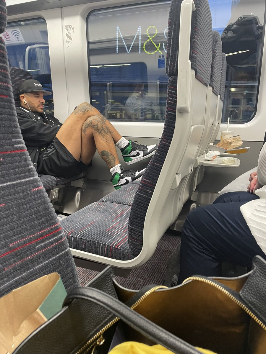 Really? Wrapping dumped under the seat and feet on the seats too!!! What a man 
<a href="/greateranglia/">Greater Anglia</a>
