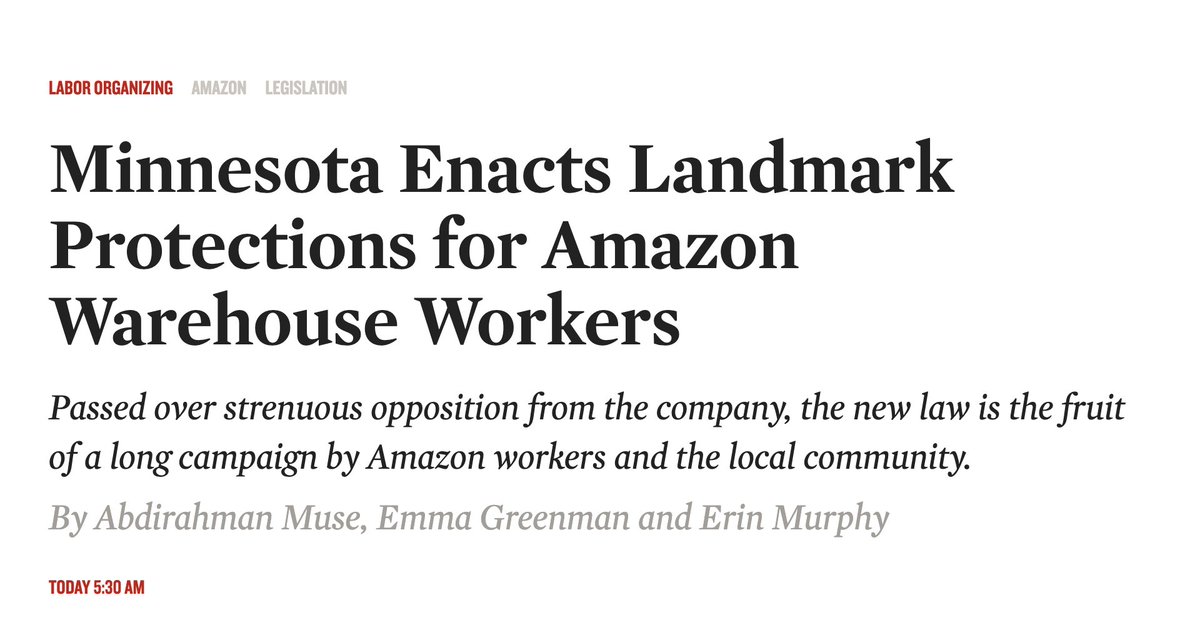AwoodMpls's tweet image. Jeff Bezos fought for 8 years to stop this.

And we fought for 8 years to win.

We risked our jobs. 

We lost friends and colleagues. 

Our families were put at risk.

Today we celebrate.

🧵 #AmazonHurts #WorkShouldntHurtMN

thenation.com/article/politi…