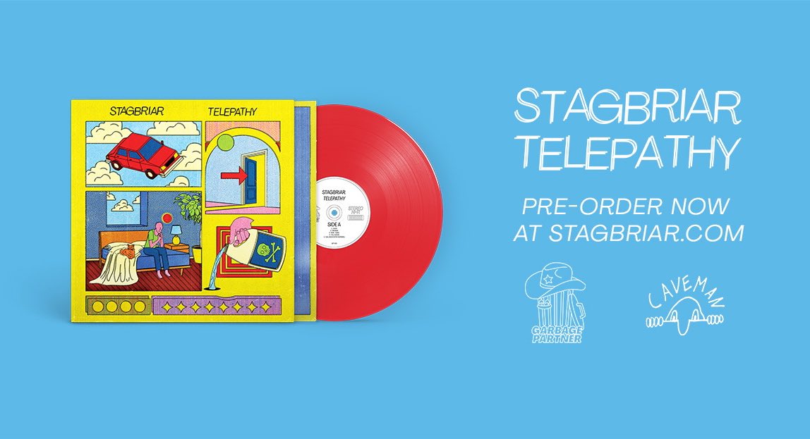 GarbagePartner's tweet image. Our first release will be the third full-length by indie rockers, Stagbriar. The full-length album will be called Telepathy and releases on 9.15.23 via Garbage Partner and @CavemanTapes. Order yours now at Stagbriar.com