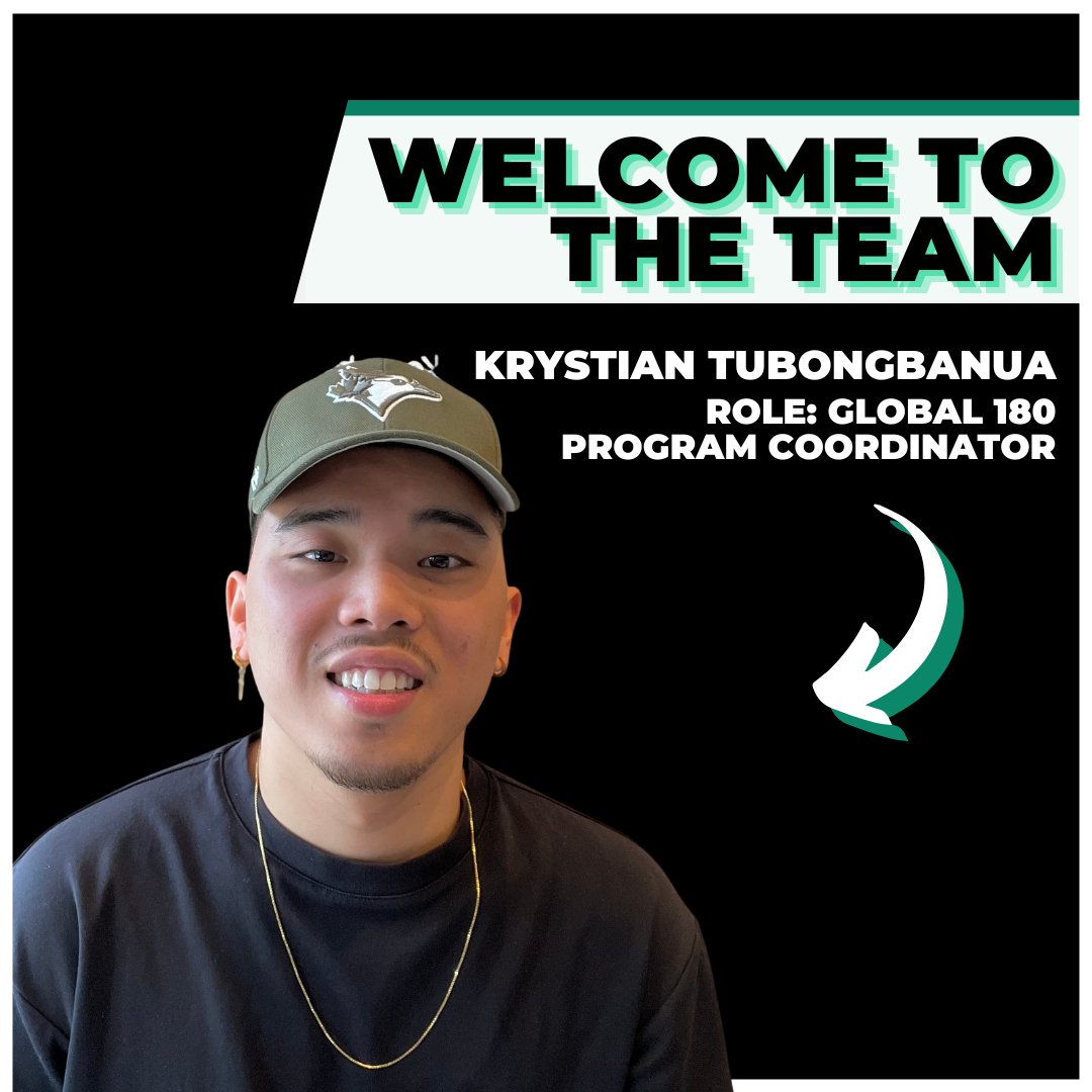 Global_180's tweet photo. 1/2 G180 is excited to announce that Krystian Tubongbanua will be joining our staff! Krystian grew up in Missisauga and recently graduated from post-secondary with a Bachelor’s degree. He becomes our new Program Coordinator, assisting with... https://t.co/mUj7RqvIHv