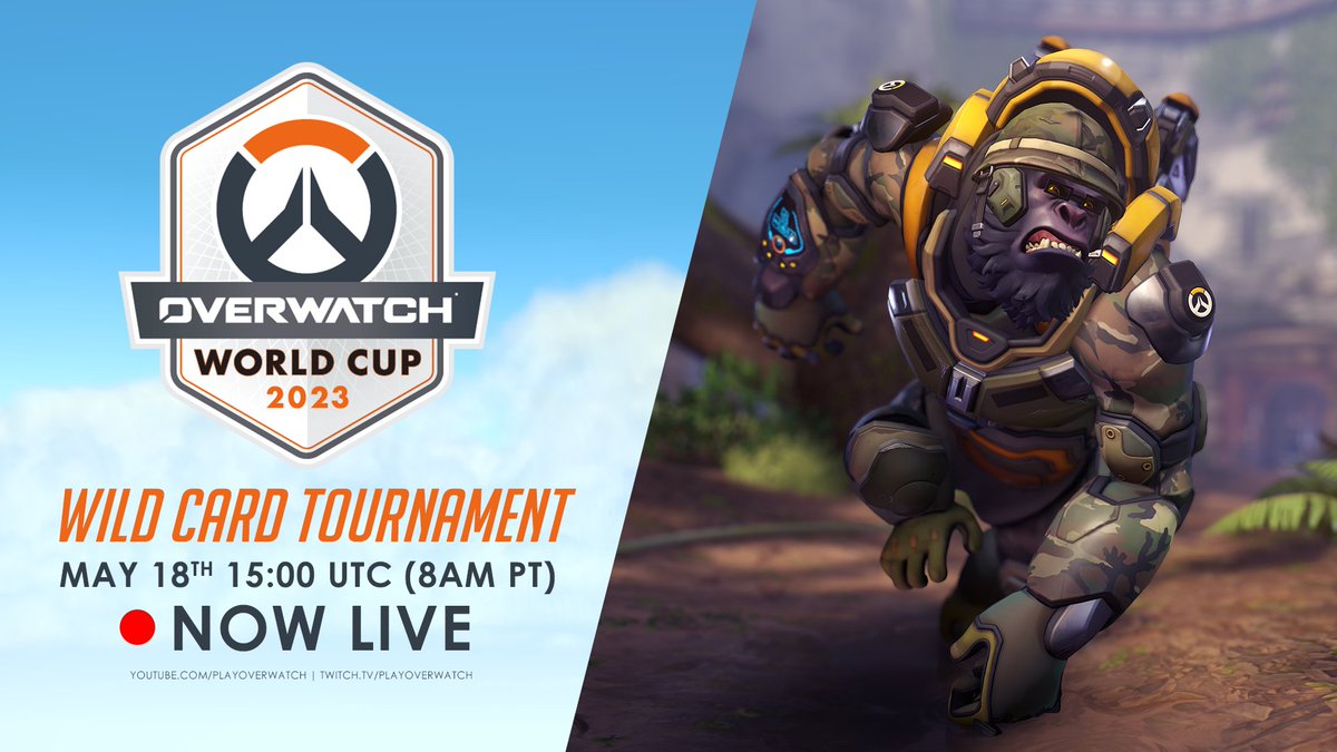 The Overwatch World Cup Wild Card Tournament is starting! Cheer for your favorite team, watch together using #OWWCStreamTeam, and find out who makes it into the Qualifiers! #OWWC2023

🌐 NOW LIVE 🌐

📺youtube.com/playoverwatch 
📺twitch.tv/playoverwatch