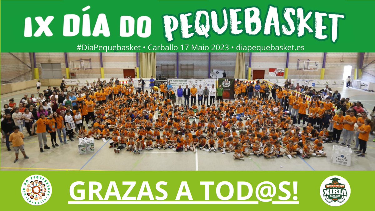 🏀 𝟵° 𝗗𝗜𝗔 𝗣𝗘𝗤𝗨𝗘𝗕𝗔𝗦𝗞𝗘𝗧 • 17 Maio
#DiadoPequebasket 𝐛𝐲 #BasketXiria

🙏 𝗚𝗥𝗔𝗭𝗔𝗦 𝗔 𝗧𝗢𝗗@𝗦❗️

… por vir a <a href="/carballo_gal/">carballo_gal</a> , por participar, xogar, rir e desfrutar.

<a href="/CarballoDeporte/">Carballo Deporte</a> <a href="/TurismoCarballo/">Turismo Carballo</a> #AGACAL <a href="/Xunta/">Xunta de Galicia</a> <a href="/grupodimolk/">grupodimolk</a> @HornoSanbrandan @Calvo_es
