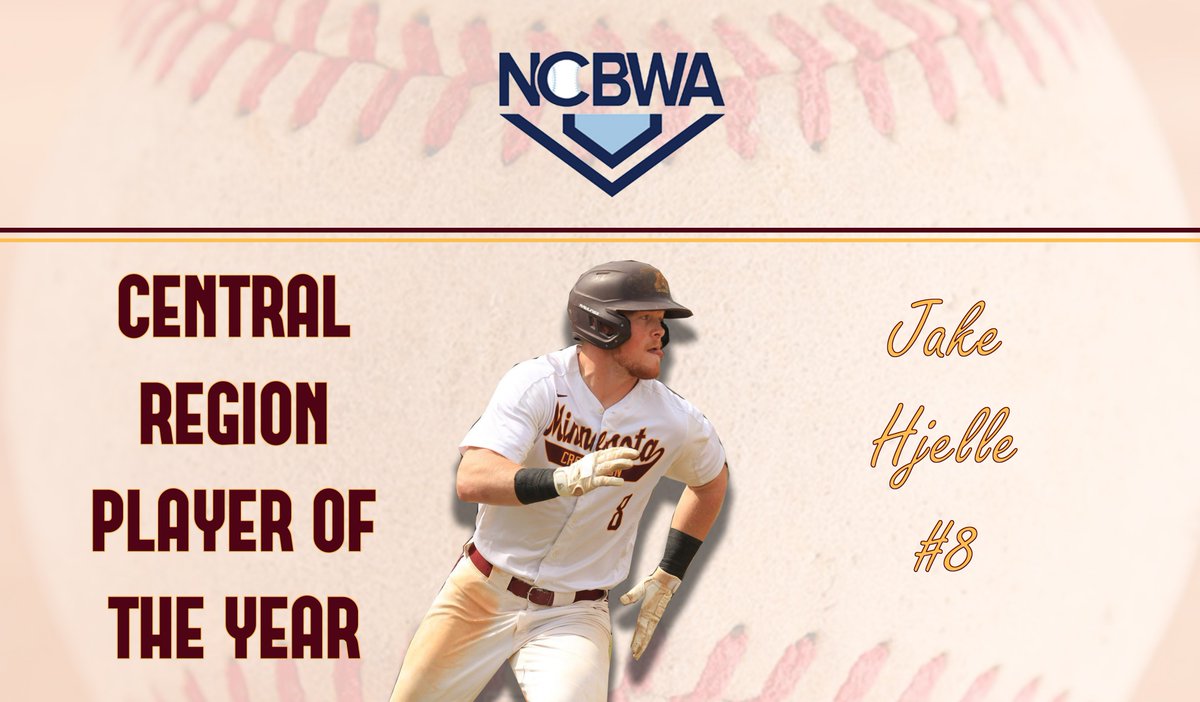 UMNCrookstonATH's tweet photo. Congrats to Jake Hjelle on being named NCBWA Central Region Player of the Year. He joins his brother Reed as the only two Golden Eagles ever named Region Player of the Year. Reed was ABCA/Rawlings Central Region Player of the Year in 2018

#WingsUp https://t.co/Y70g9fyIqp