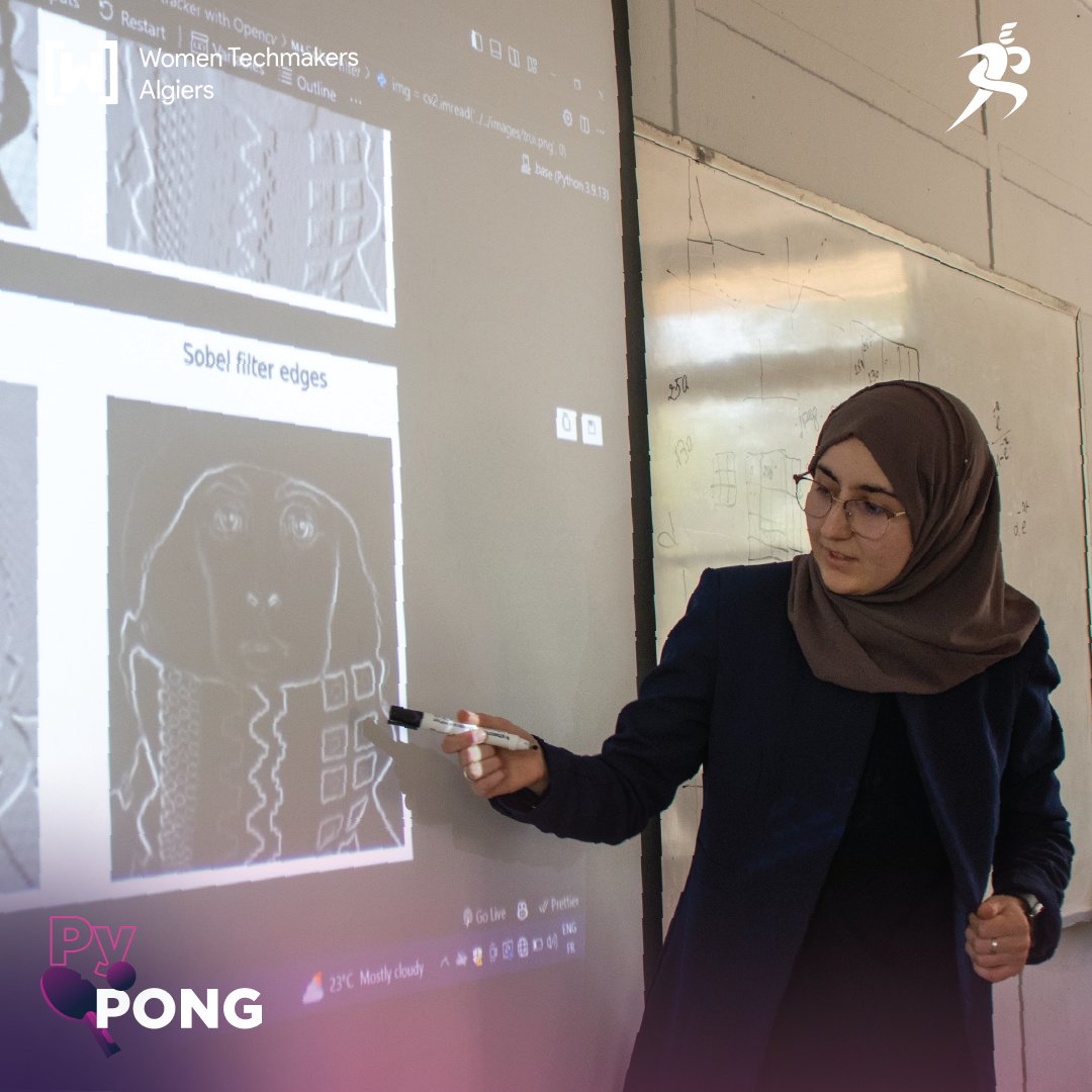 AlgiersWTM's tweet photo. Sharing with you highlights from yesterday's event pypong 🏓
First the workshop of "introduction to openCV" that was presented by imane hamzaoui 🙌✨ 

#wtm #WTMAlgiers #SEC #pypong #event #Python https://t.co/Z5hEUfH2Fs