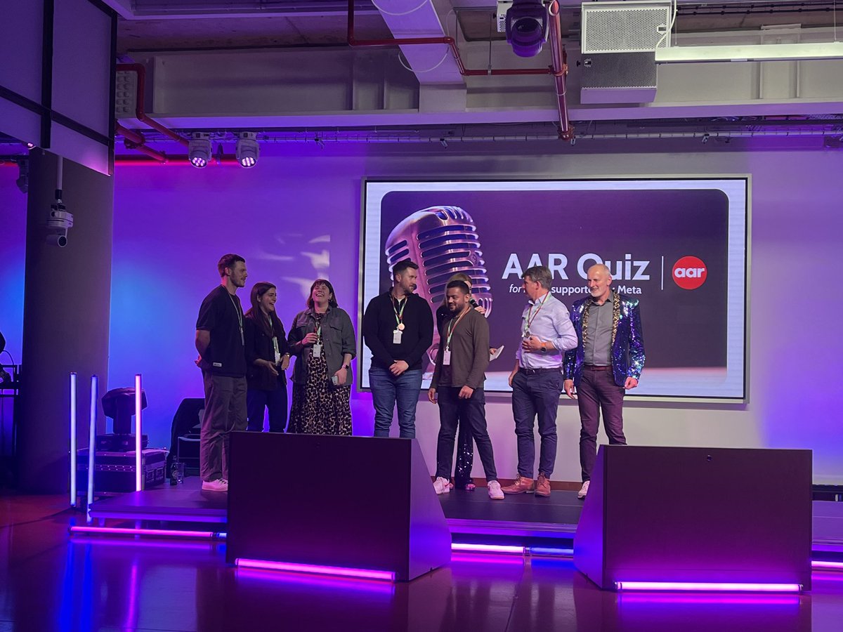 AARGROUP's tweet photo. Congrats to @iProspect and @dentsuCRTVUK on their third place finish in the AAR Quiz for NABS at Meta tonight. Superb effort. 🥉 https://t.co/t0Joz0GDNW